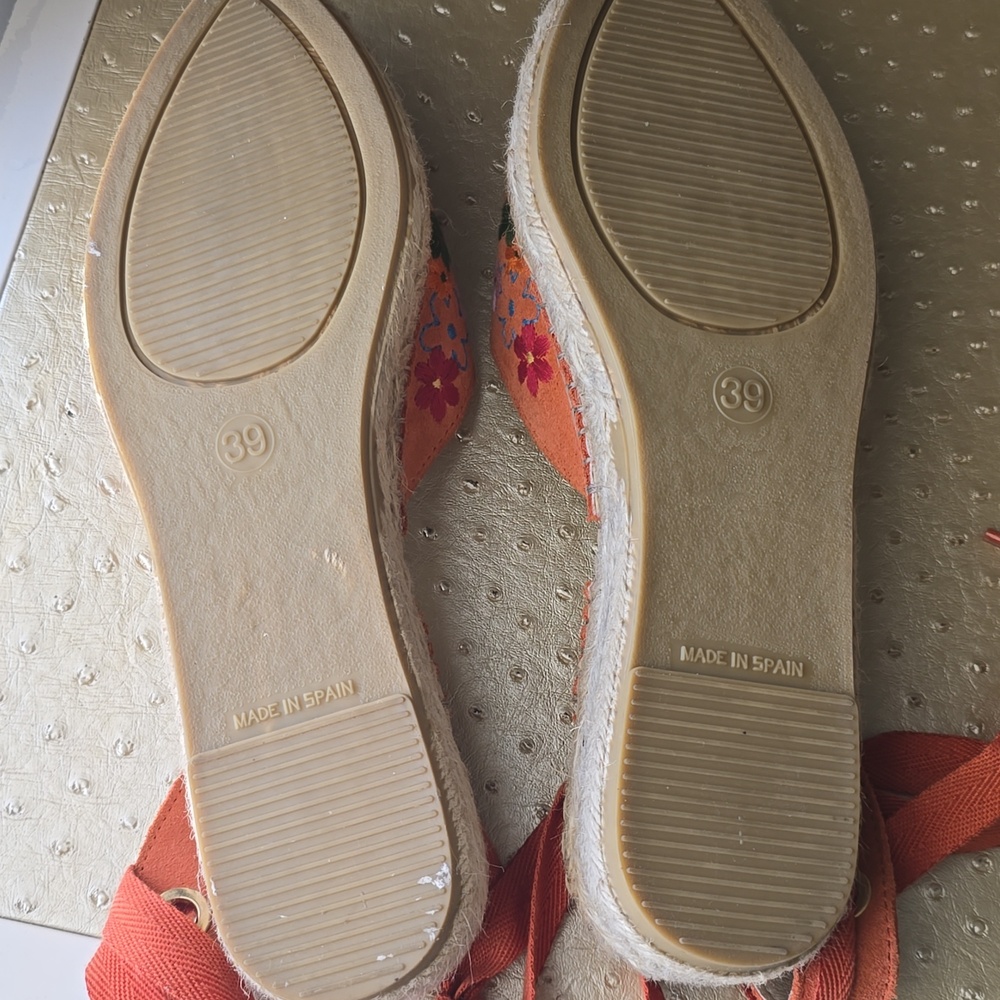Fabiolas NEW Orange Floral Espadrille, NEW, sz 39 - Picture 7 of 10